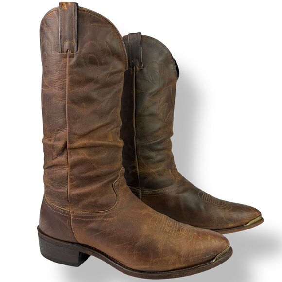 Durango Western Cowboy Boots Crumpled Distressed Soft Brown Leather Men’s 11 D - Picture 1 of 11